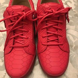Giuseppe Zanotti High Top Zipper Red Sneaker 7.5